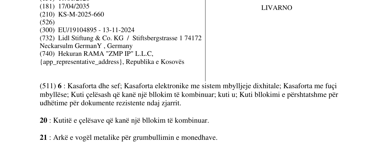 Zëri i markës LIVARNO në buletin