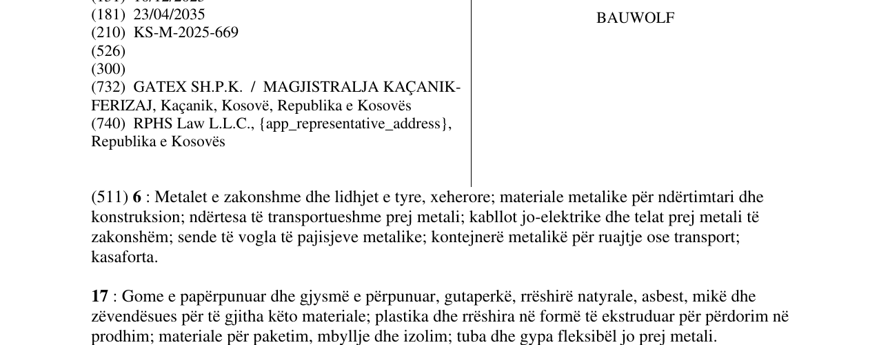 Zëri i markës BAUWOLF në buletin