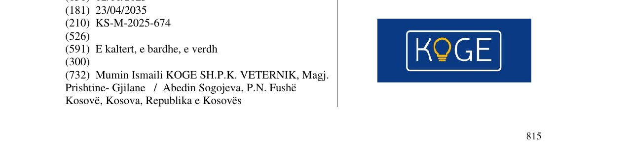 Zëri i markës KOGE në buletin