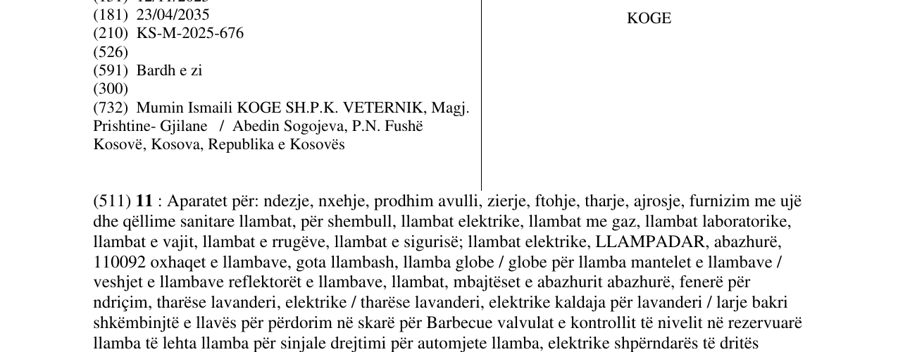 Zëri i markës KOGE në buletin