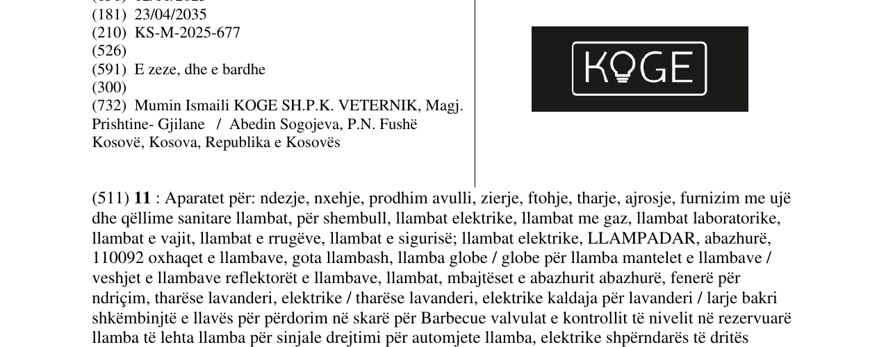 Zëri i markës KOGE në buletin