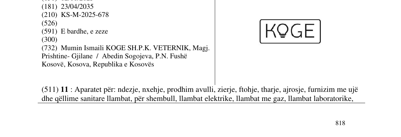 Zëri i markës KOGE në buletin