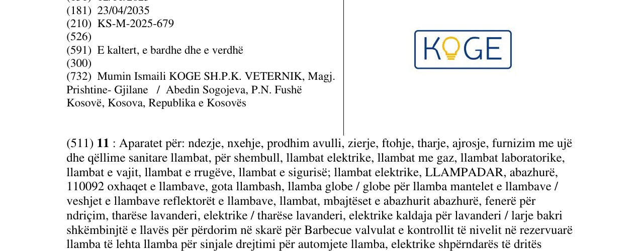 Zëri i markës KOGE në buletin