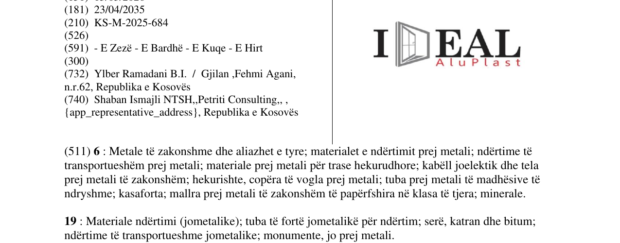 Zëri i markës IEAL Alu Plast në buletin