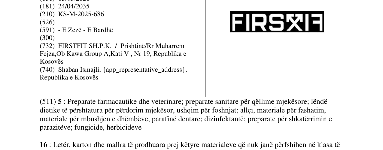 Zëri i markës FIRSTFIT në buletin