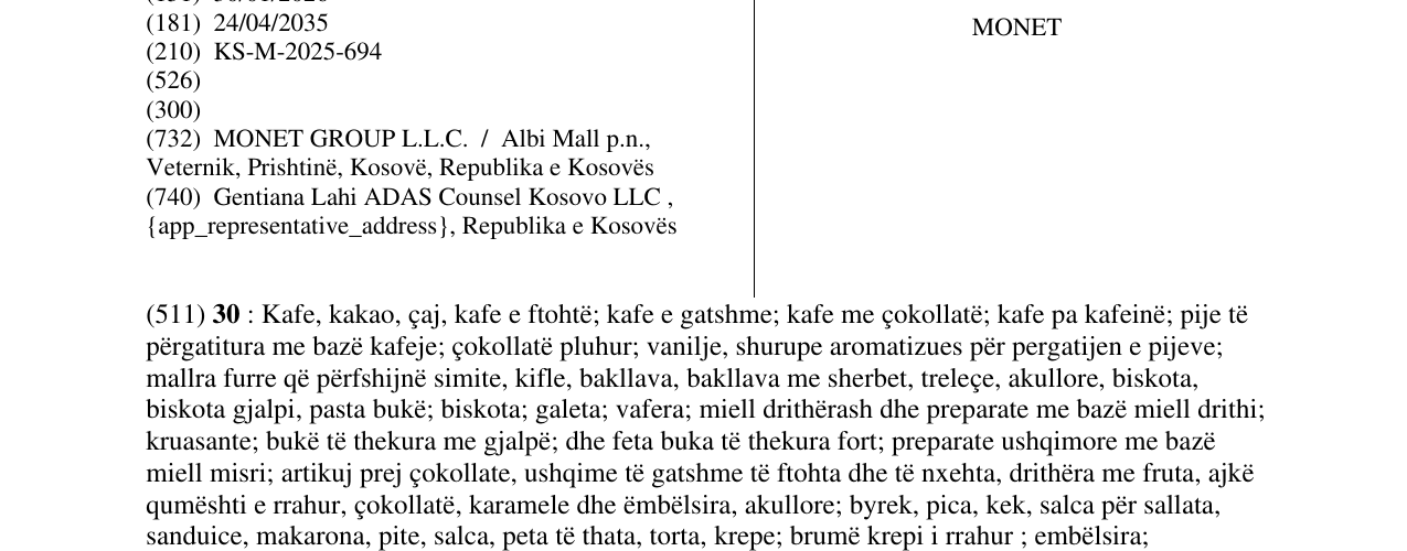 Zëri i markës MONET në buletin
