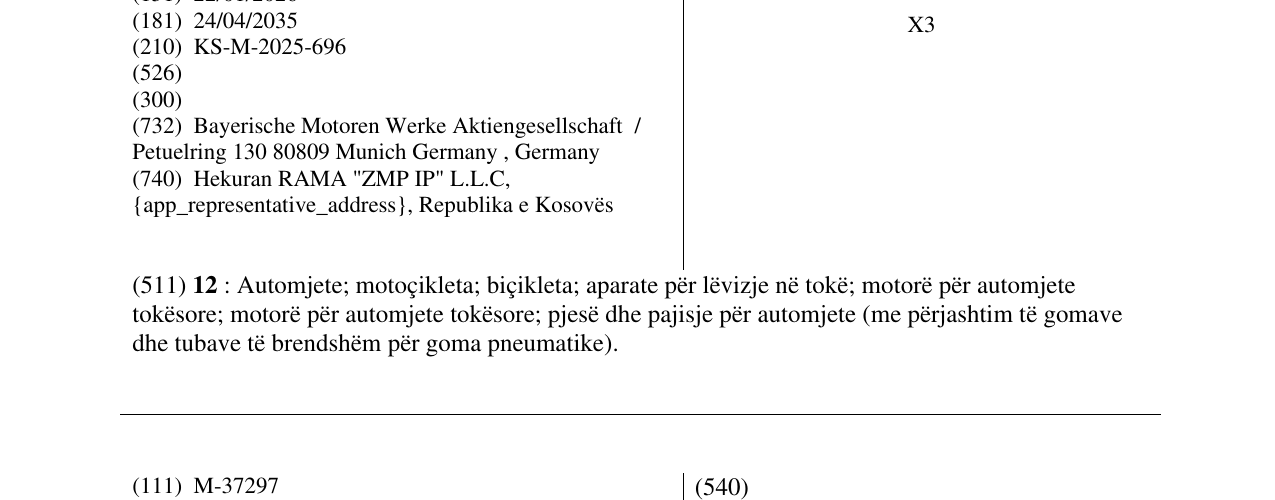 Zëri i markës X3 në buletin