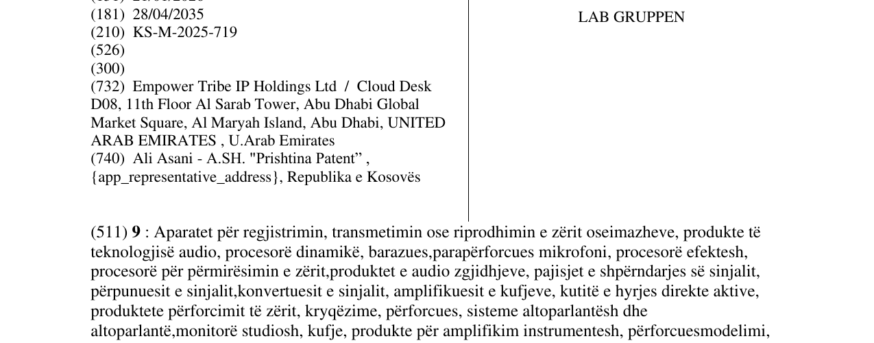 Zëri i markës LAB GRUPPEN në buletin