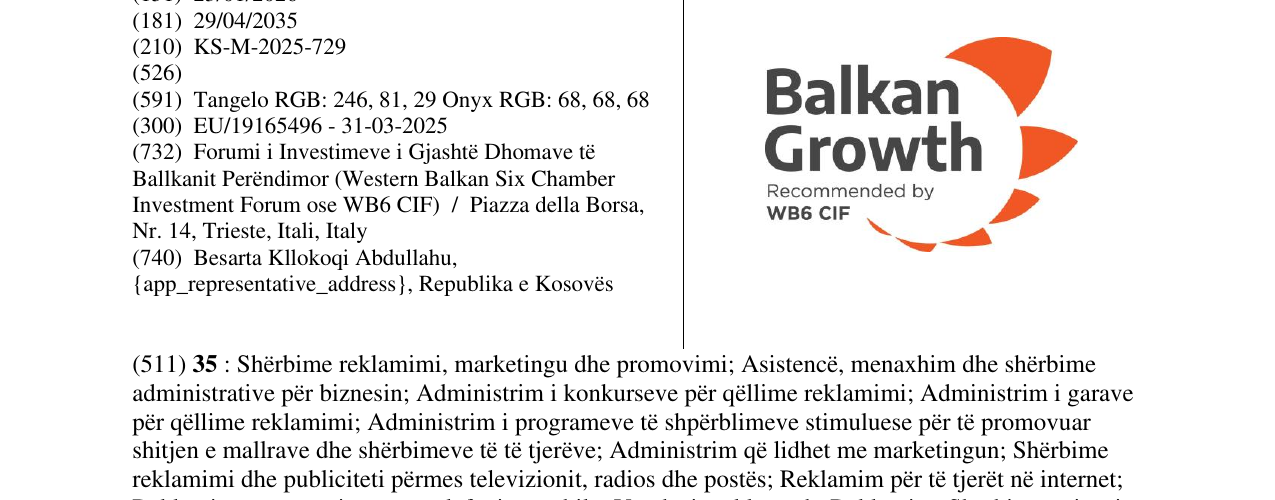 Zëri i markës Balkan Growth në buletin