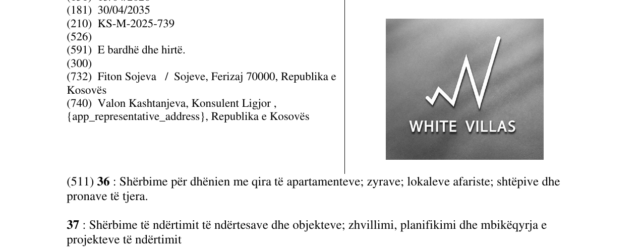 Zëri i markës WHITE VILLAS në buletin