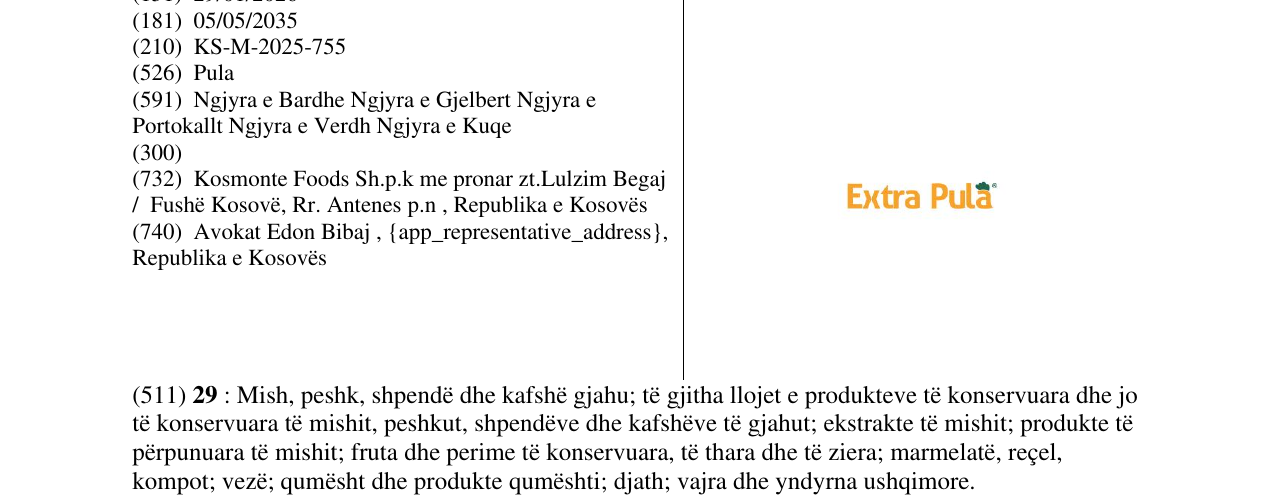 Zëri i markës Extra Pula në buletin