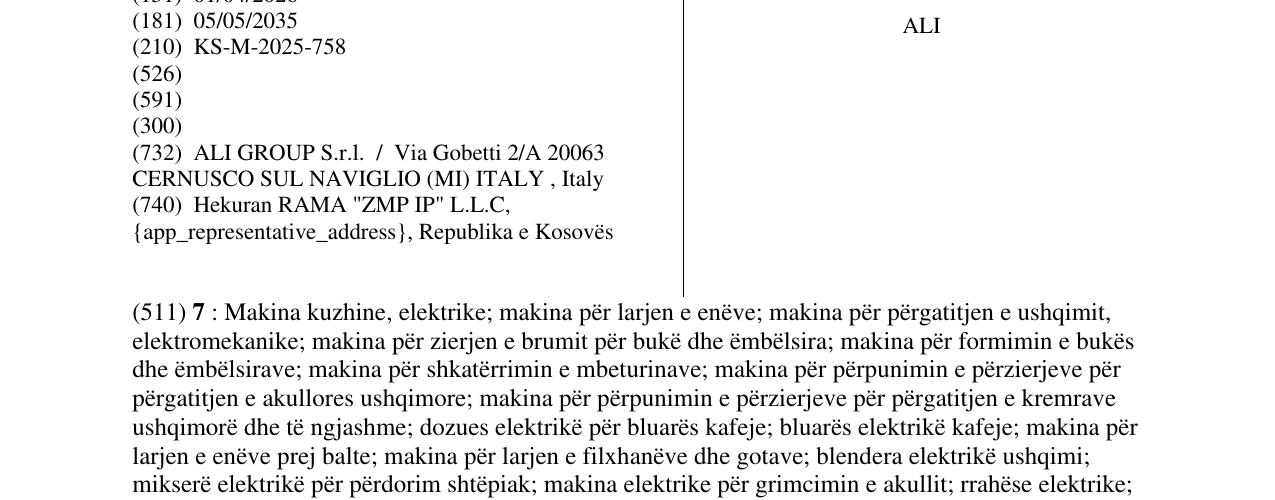 Zëri i markës ALI në buletin