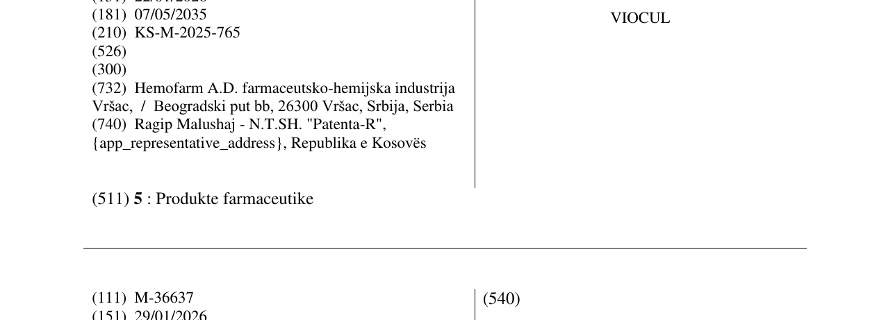 Zëri i markës VIOCUL në buletin