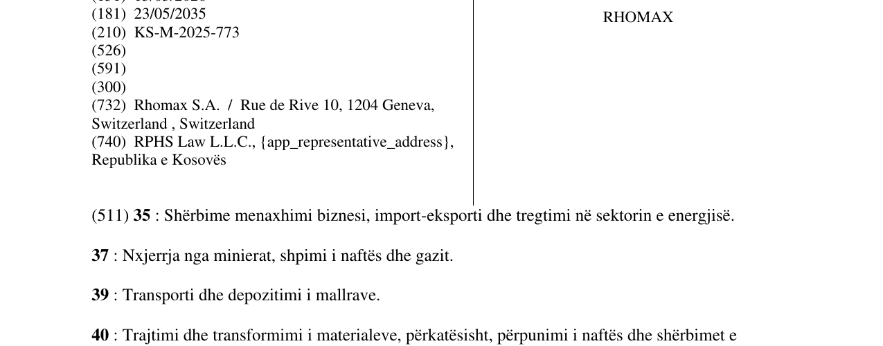 Zëri i markës RHOMAX në buletin