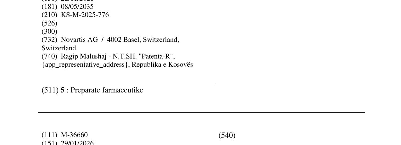 Zëri i markës TM PLOU në buletin