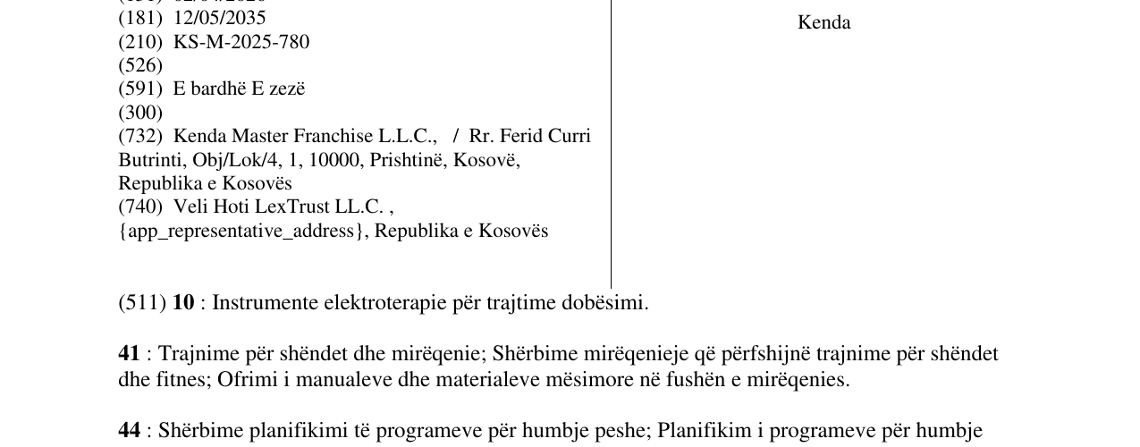 Zëri i markës Kenda në buletin
