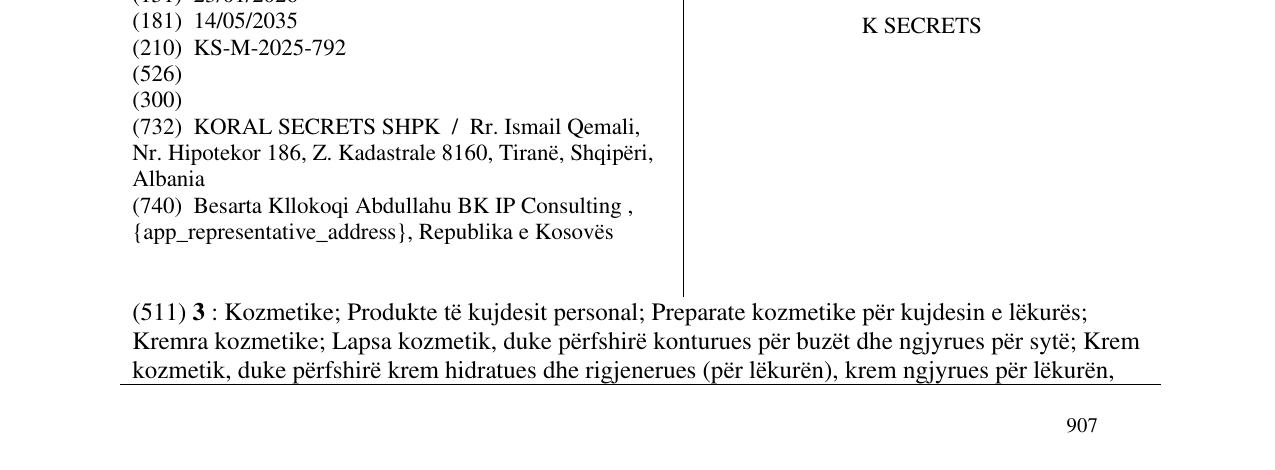 Zëri i markës K SECRETS në buletin