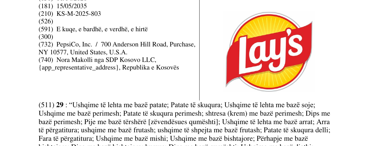 Zëri i markës Lays në buletin