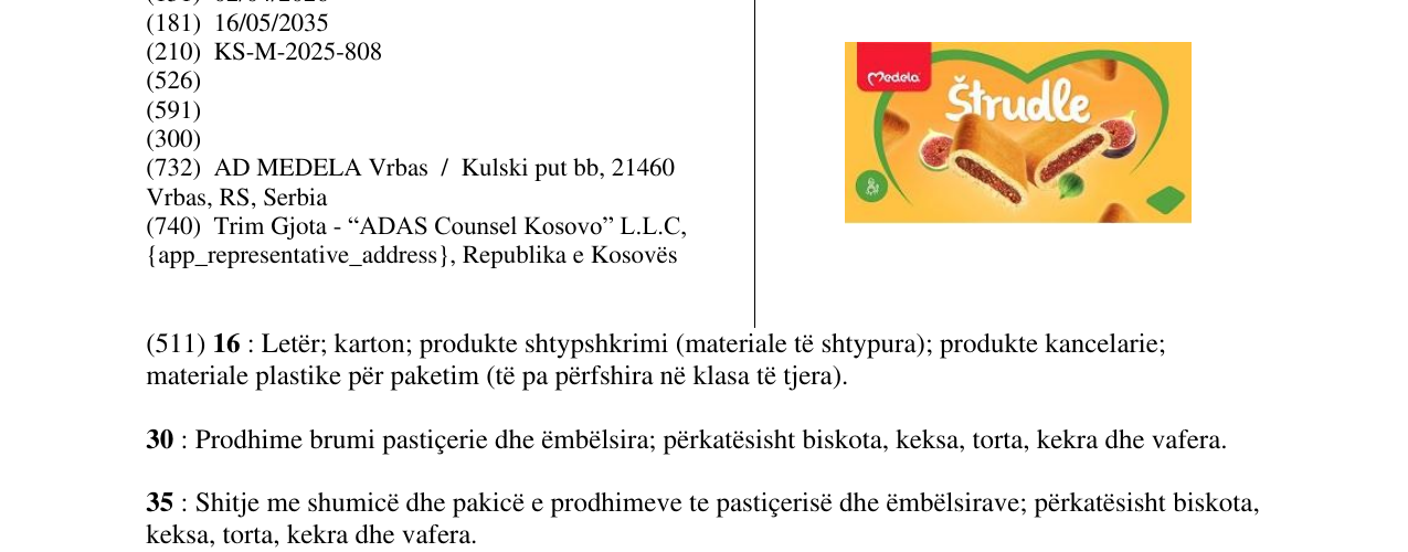 Zëri i markës Strudle në buletin