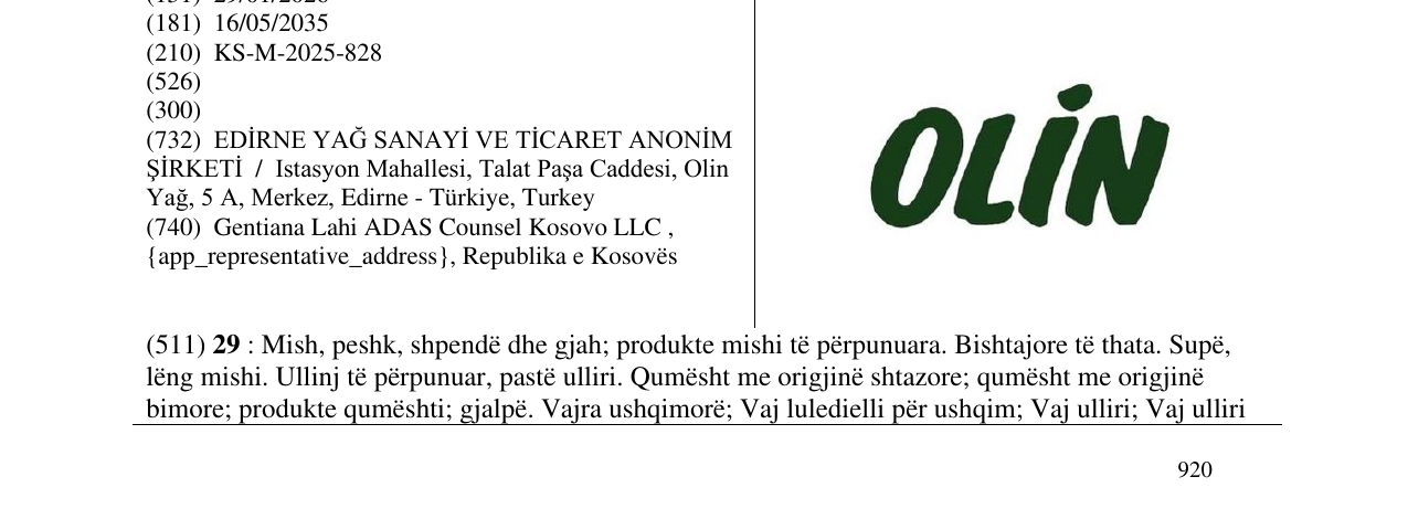 Zëri i markës OLIN në buletin