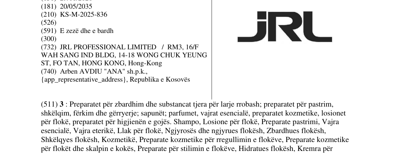 Zëri i markës jRL në buletin