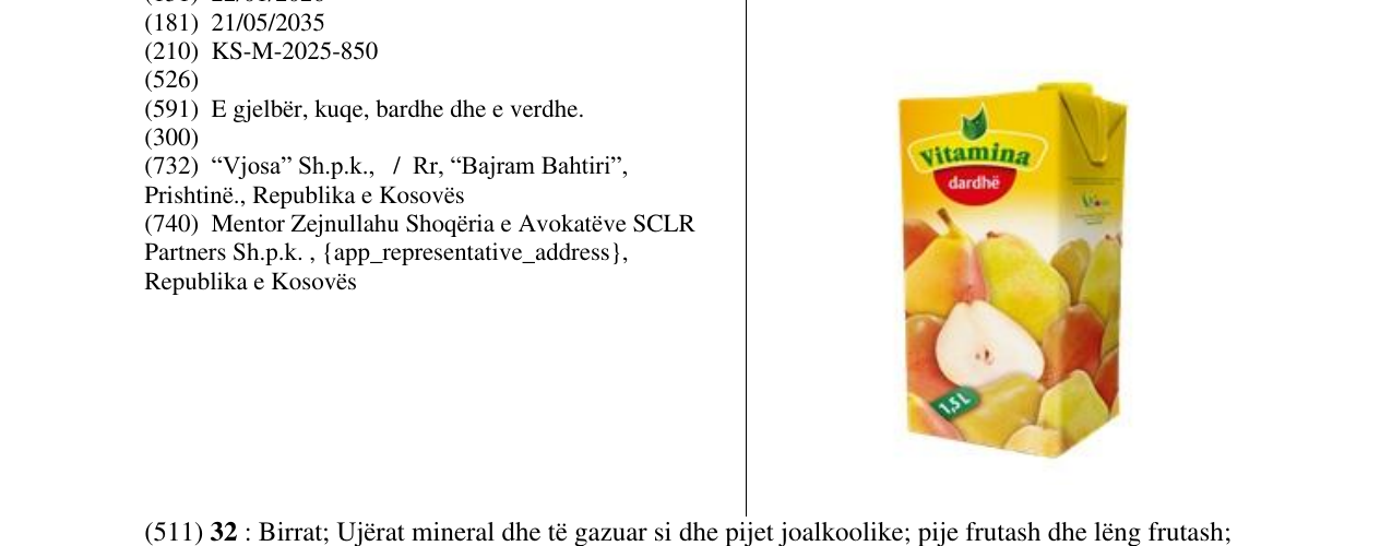 Zëri i markës Vitamina dardhe në buletin