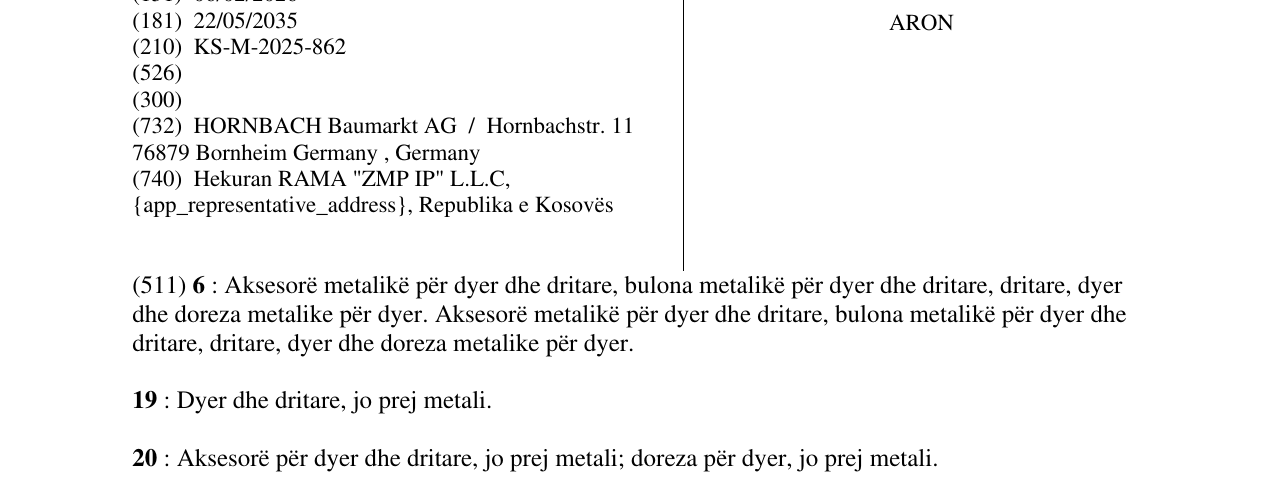 Zëri i markës ARON në buletin