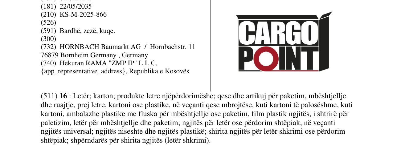 Zëri i markës CARGO POINT në buletin