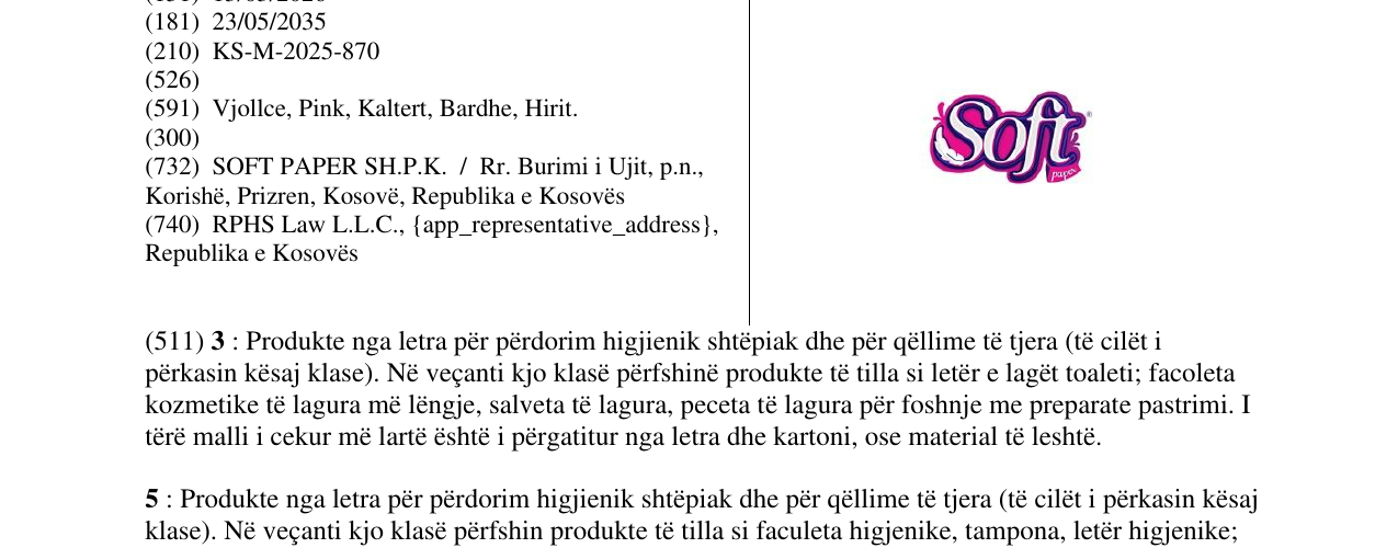 Zëri i markës Soft paper në buletin