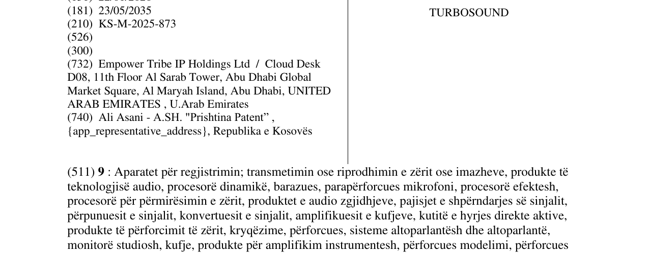 Zëri i markës TURBOSOUND në buletin