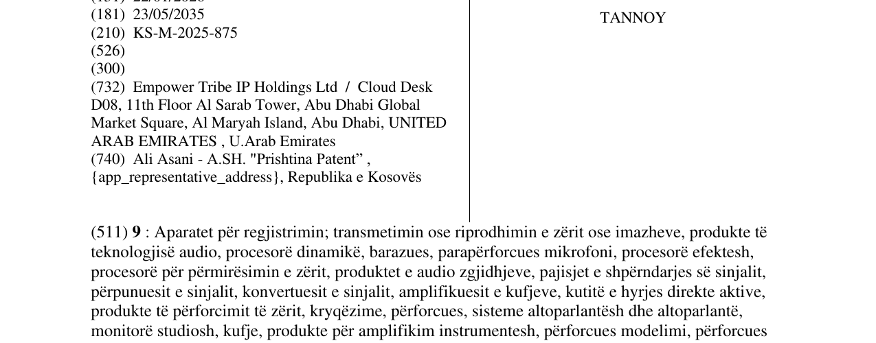 Zëri i markës TANNOY në buletin