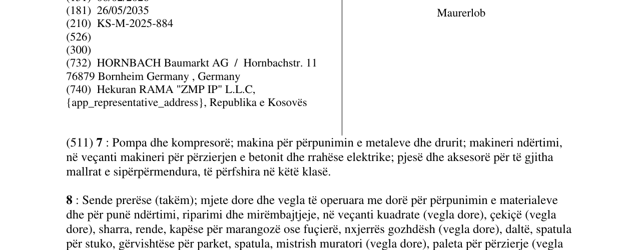 Zëri i markës Maurerlob në buletin
