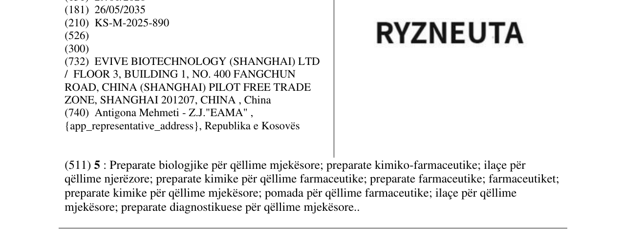 Zëri i markës RYZNEUTA në buletin