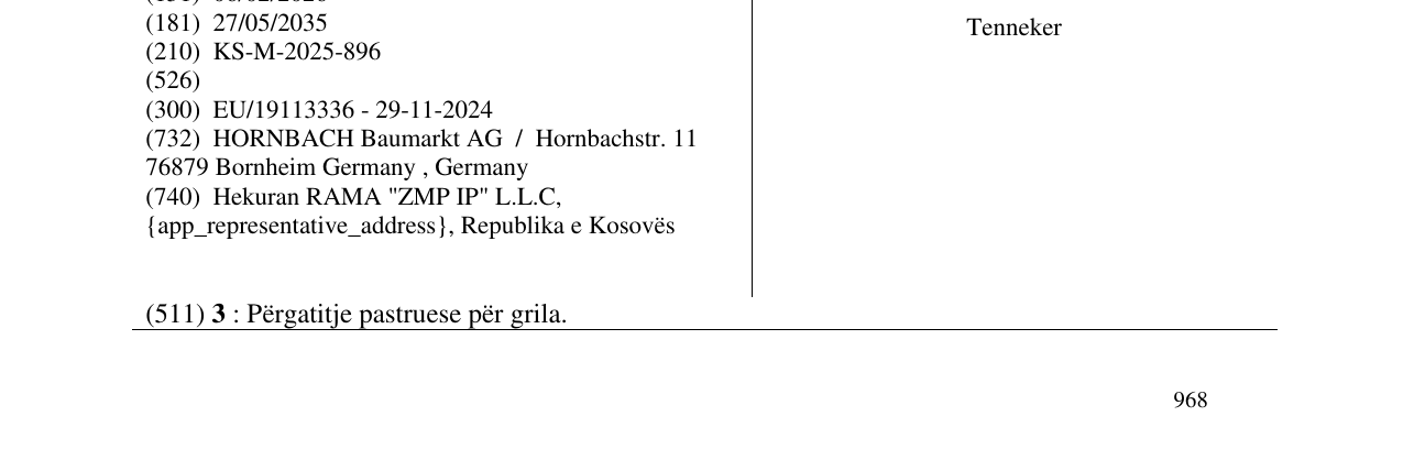 Zëri i markës Tenneker në buletin