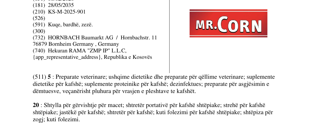 Zëri i markës MR.CORN në buletin