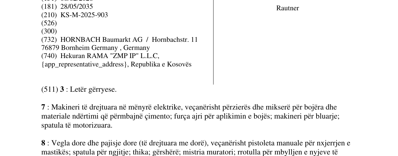Zëri i markës Rautner në buletin
