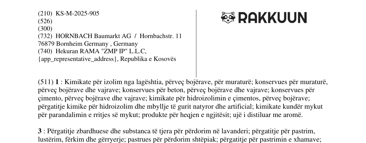 Zëri i markës RAKKUUN në buletin