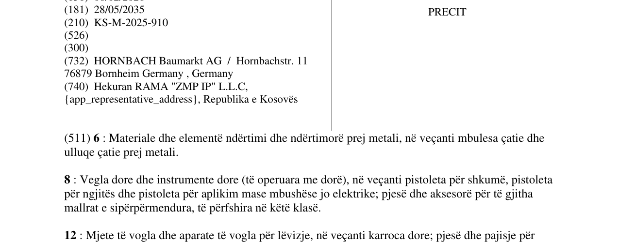 Zëri i markës PRECIT në buletin
