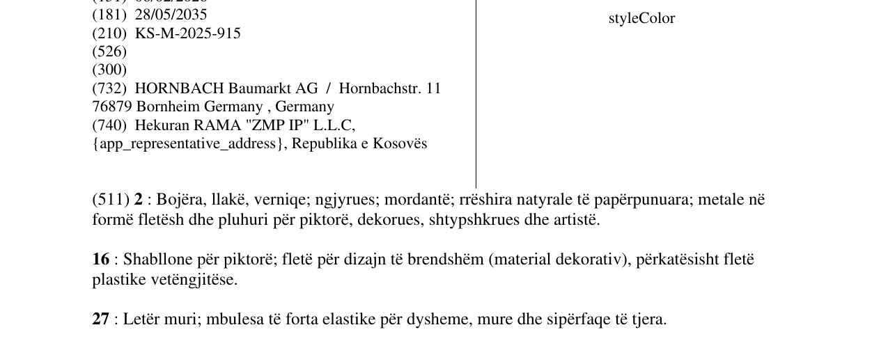 Zëri i markës styleColor në buletin