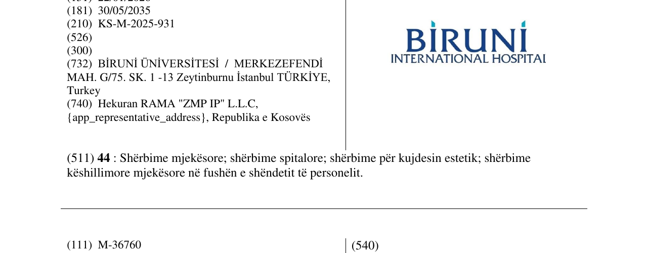 Zëri i markës BIRUNI në buletin