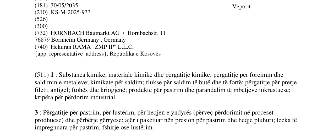 Zëri i markës Veporit në buletin