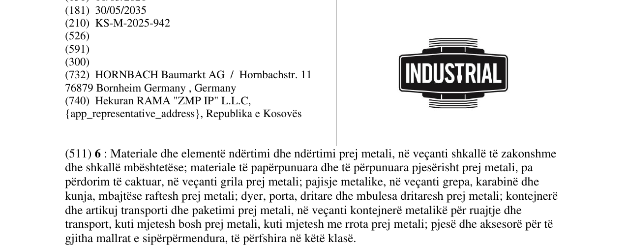 Zëri i markës INDUSTRIAL në buletin