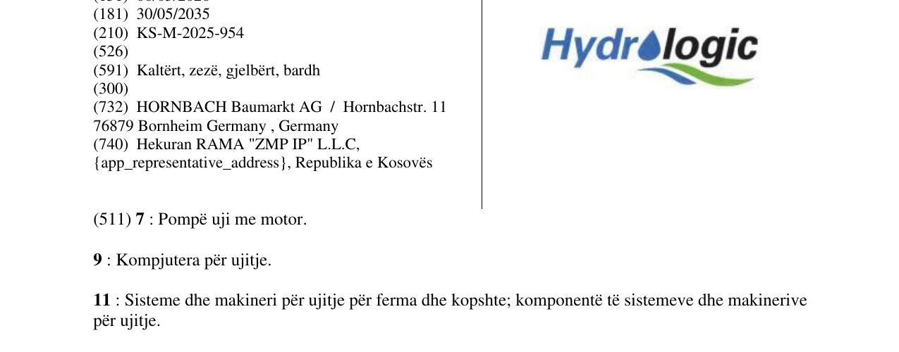 Zëri i markës Hydro logic në buletin