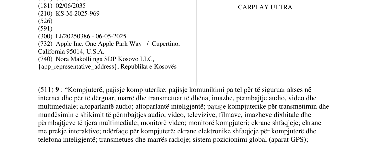 Zëri i markës CARPLAY ULTRA në buletin