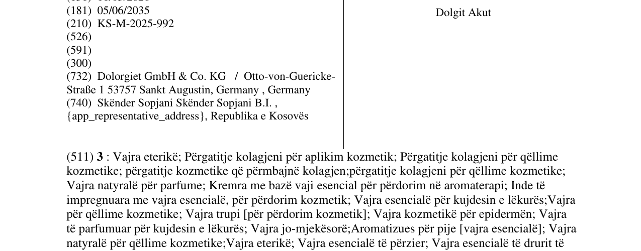 Zëri i markës Dolgit Akut në buletin