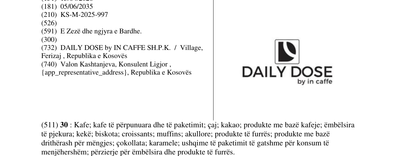 Zëri i markës DAILY DOSE në buletin