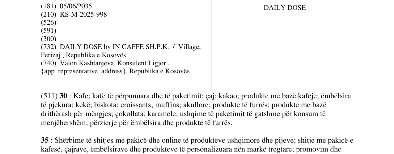 Zëri i markës DAILY DOSE në buletin