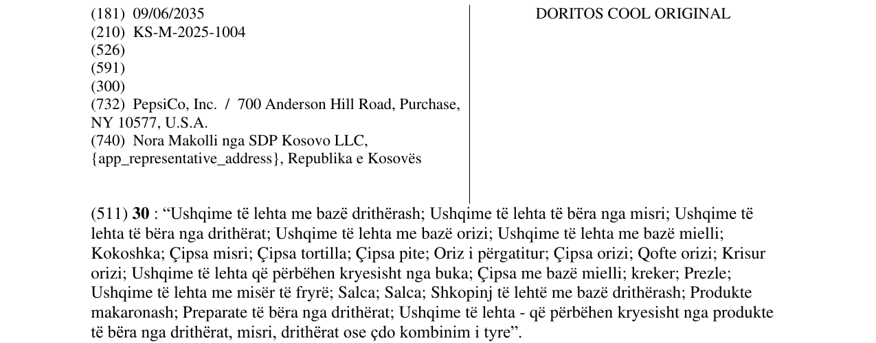 Zëri i markës DORITOS COOL ORIGINAL në buletin