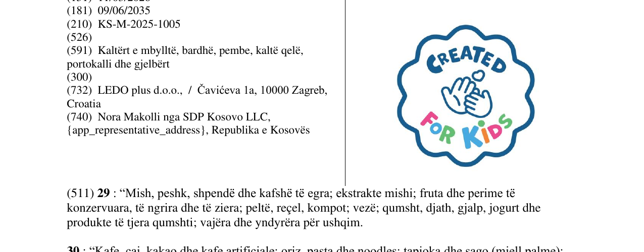 Zëri i markës CREATED FOR KIDS në buletin