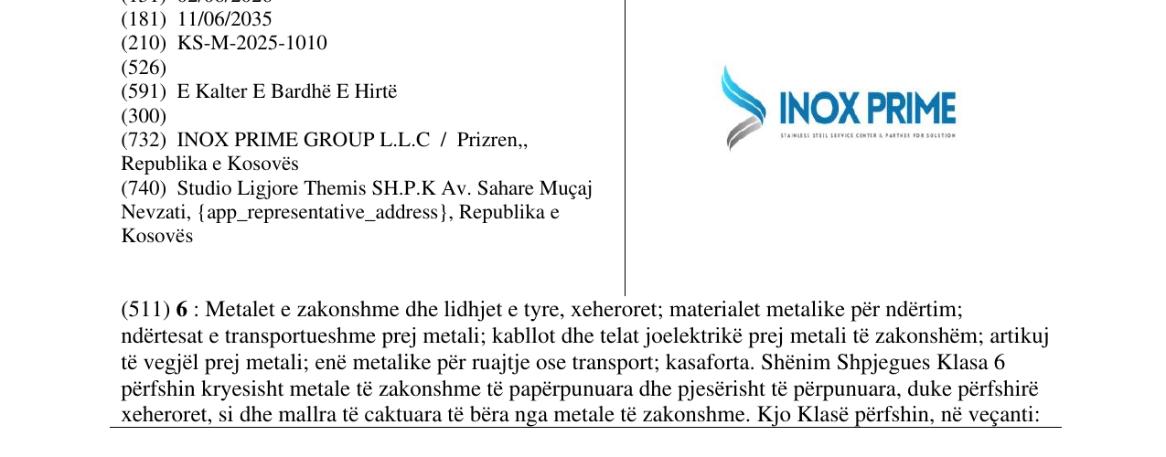 Zëri i markës INOX PRIME në buletin